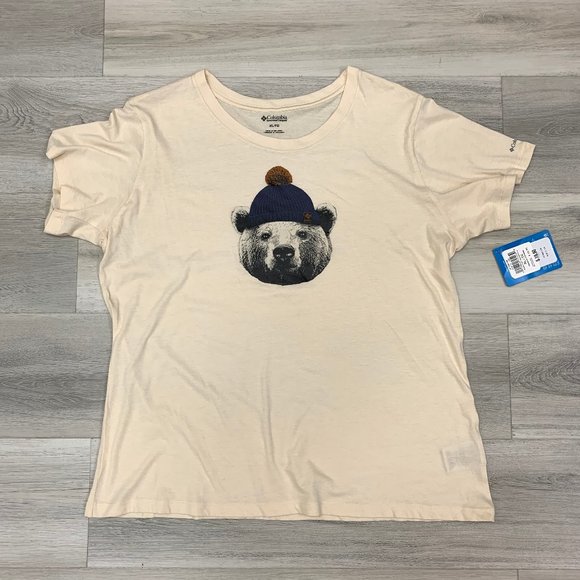 Columbia Tops - Columbia Womens T-shirt Off White Camping Bear